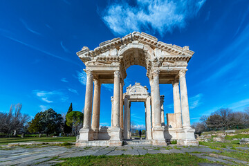 Fototapeta na wymiar The Ancient City of Aphrodisias is located in the Aydın province of Turkey and was included in the UNESCO World Heritage List in 2015. The Ancient City of Aphrodisias, which belonged to the Roman peop