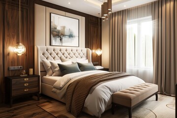 Stylish interior of modern bedroom