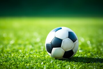 Fototapeta premium Synthetic turf soccer field with soccer goal, green grass for optimal football performance