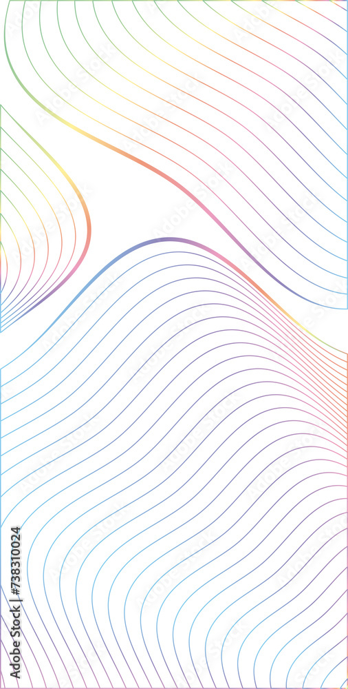 Poster rainbow vertical design element composed of curved lines with blend effect, resembling topography. i