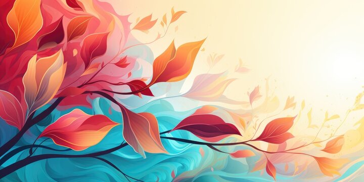 abstract flowering branch on a light background, beautiful floral background. Generative AI