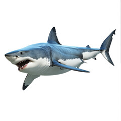 Obraz premium Photorealistic full body Great White shark with transparent background