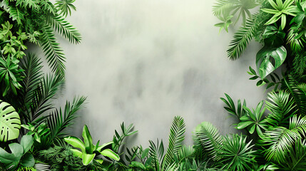 Fototapeta na wymiar Misty Rainforest: A Verdant Landscape Under the Canopy, Alive with Freshness and Mystery