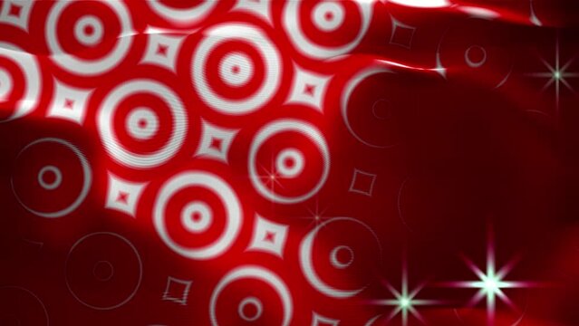Animated background and club video in red and white colors. Twinkling stars. Circles under water. Meditation video. Endless cycle. A loop