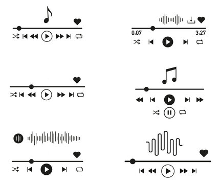 Music player interface design, simple and minimalist concept. Ui Ux Vector illustration