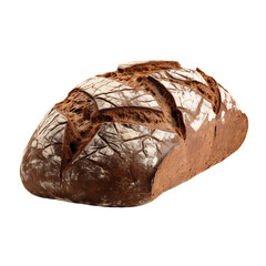 Studio photo of black rye bread loaf isolated on transparent background. 