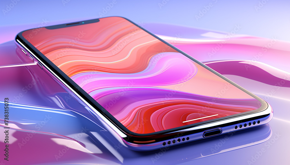 Poster modern technology connects us globally, creating a colorful communication wave generated by ai