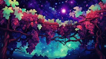 The background of the starry sky is in Grapevine color