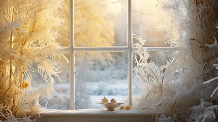 The frost background on the window is in gold
