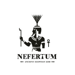 Ancient egyptian god nefertum silhouette, middle east god Logo