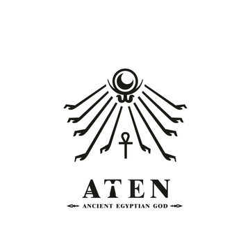 Ancient egyptian god aten silhouette, middle east god Logo