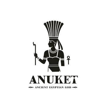 Ancient egyptian god anuket silhouette, middle east god Logo