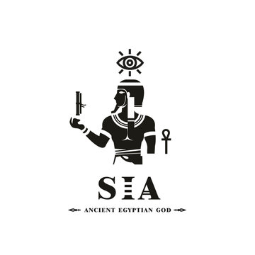 Ancient egyptian god sia  silhouette, middle east god Logo
