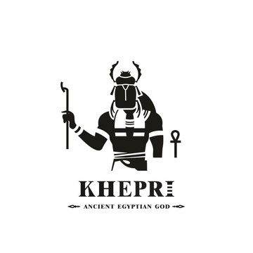 Ancient egyptian god khepri silhouette, middle east god Logo