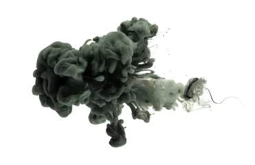  Ink in water. Abstract smoke grain light and shadow texture background. Black and white color. © Liliia