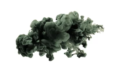  Ink in water. Abstract smoke grain light and shadow texture background. Black green and white color. © Liliia