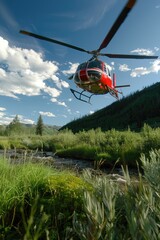 Fototapeta na wymiar Landing rescue helicopter
