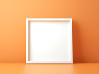 An empty frame in an orange room