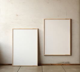 Two empty frames for mockup in a grunge room - 738322243