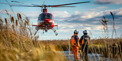 Outdoor kussens Landing rescue helicopter © piai