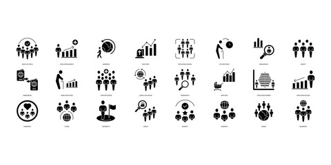 Population icons set. Set of editable stroke icons.Vector set of Population