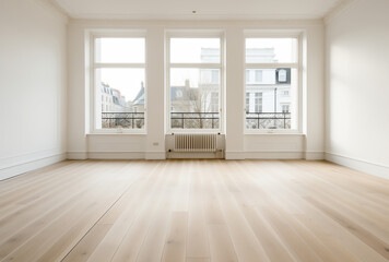 A large empty spacious bright white loft room