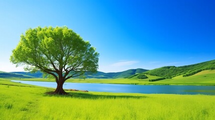Fototapeta premium landscape with trees and lake