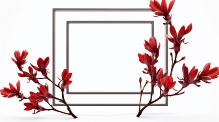 frame with red roses