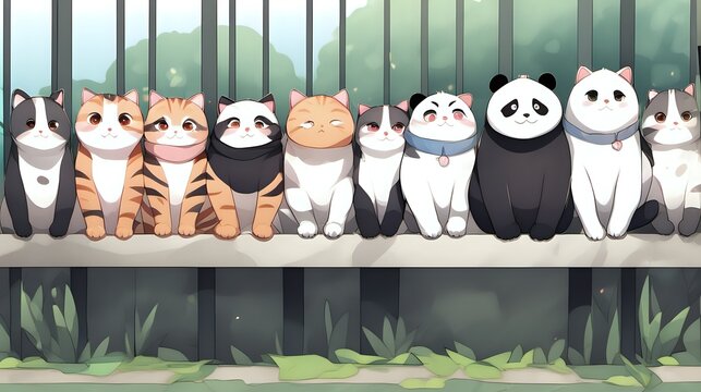  Cute Cats And Pandas - Powered by Adobe