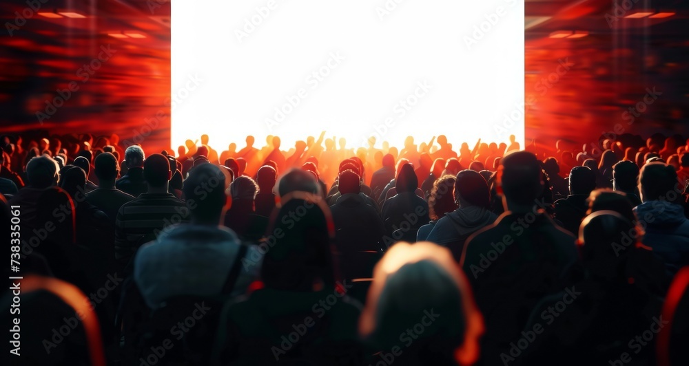 Poster presentation on the screen to the audience, mockup. background with selective focus and copy space
