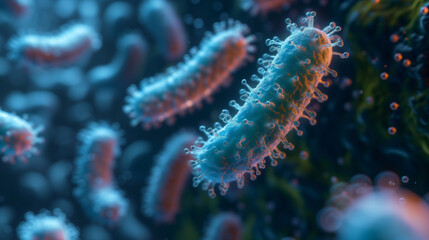 Obraz na płótnie Canvas Fotografia al microscopio di batteri