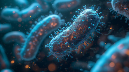 Fotografia al microscopio di batteri - obrazy, fototapety, plakaty