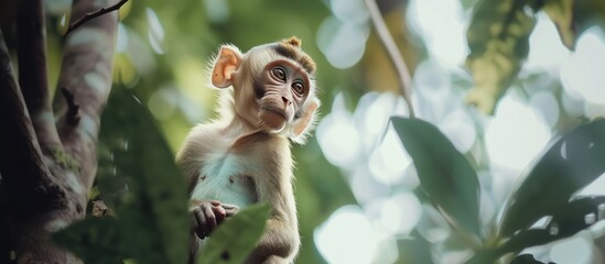 monkey lives in a natural forest - Powered by Adobe