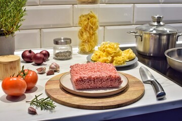Preparing dinner in a modern kitchen.