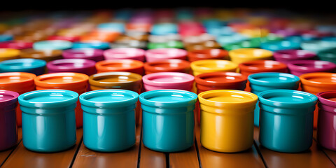 Vivid Array of Colored Containers.

A colorful selection of containers in a row, ideal for organizational themes and vibrant designs. - obrazy, fototapety, plakaty