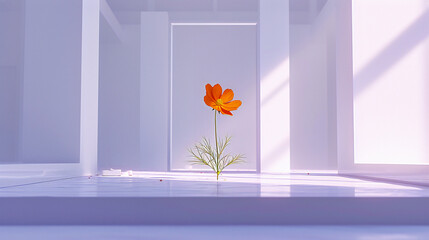 Single blooming flower, concept of beauty and nature, vibrant and colorful botanical detail