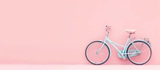 blue bicycle on pink background