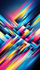 Abstract Dynamic Composition with Vibrant Colors and Geometric Shapes