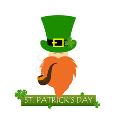 St Patricks Day leprechaun with pipe, vector art illustration.