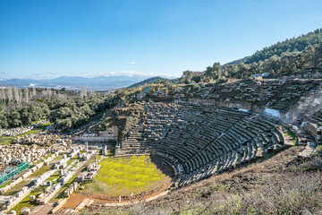 Scenic views from Stratonikeia, which hosted many civilizations from antiquity to modern times, is...