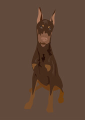 illustration of a dog on brown - 738341442