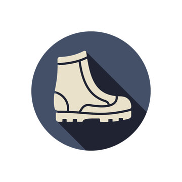 Military boot flat style vector icon. Army equipment.