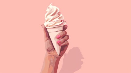 hand holding an ice cream generative ai - obrazy, fototapety, plakaty