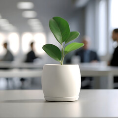 working office everyday life, blurred employees on the background