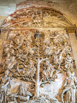Holy carving in a medieval cathedral