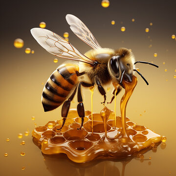 3d rendered honey bee making honey made with generative AI