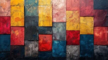 Abstract desktop background with colorful blocks, AI-generative