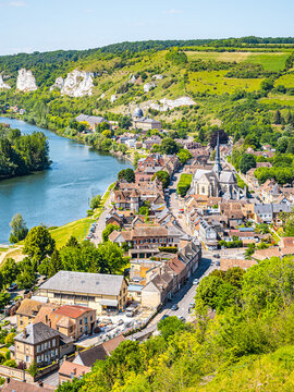Les Andelys town along the Seine river in Normandy