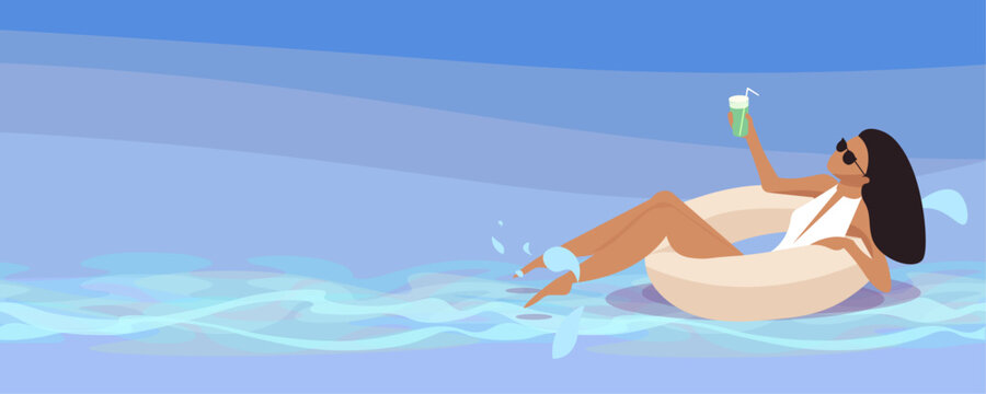 Woman in the ocean, background, banner, header