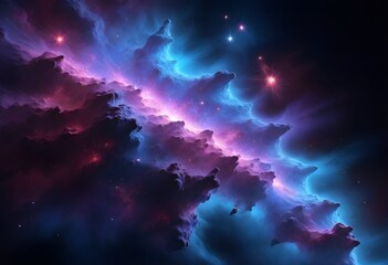 Obraz premium A vibrant cosmic scene with swirling nebulae in shades of blue and purple , interspersed with bright stars